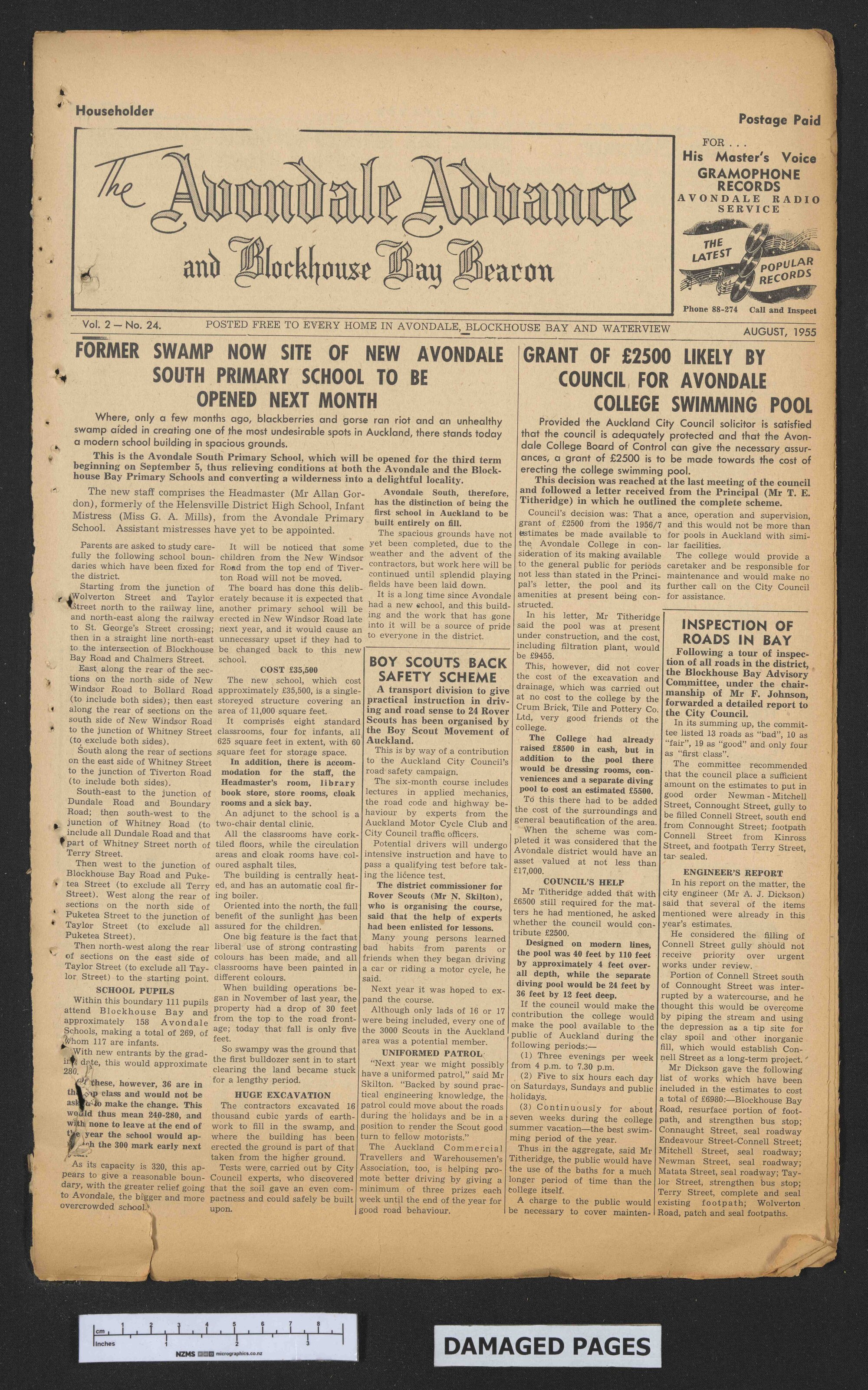 1955-08 Avondale Advance and Blockhouse Bay Beacon