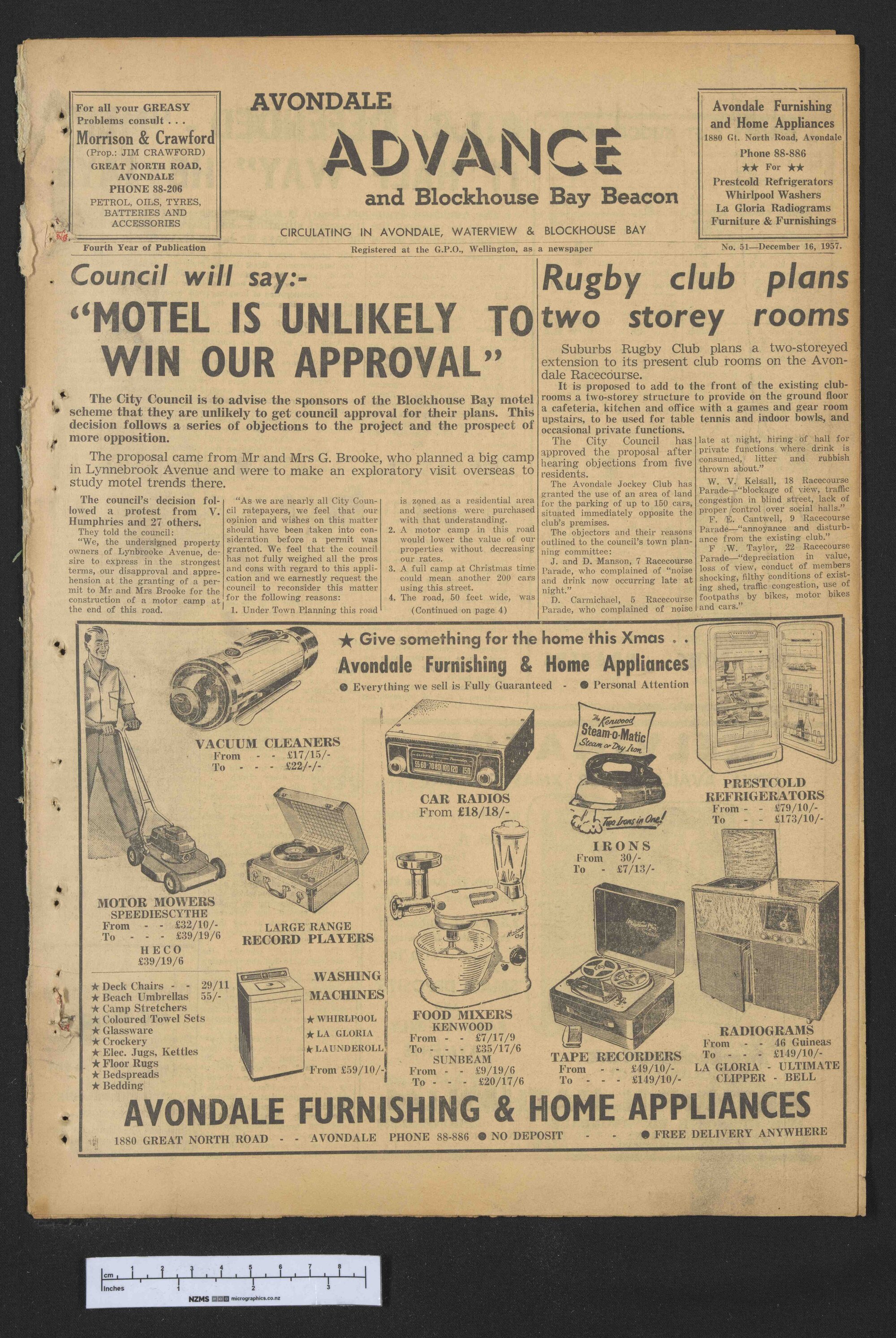 1957-12-16 Avondale Advance and Blockhouse Bay Beacon