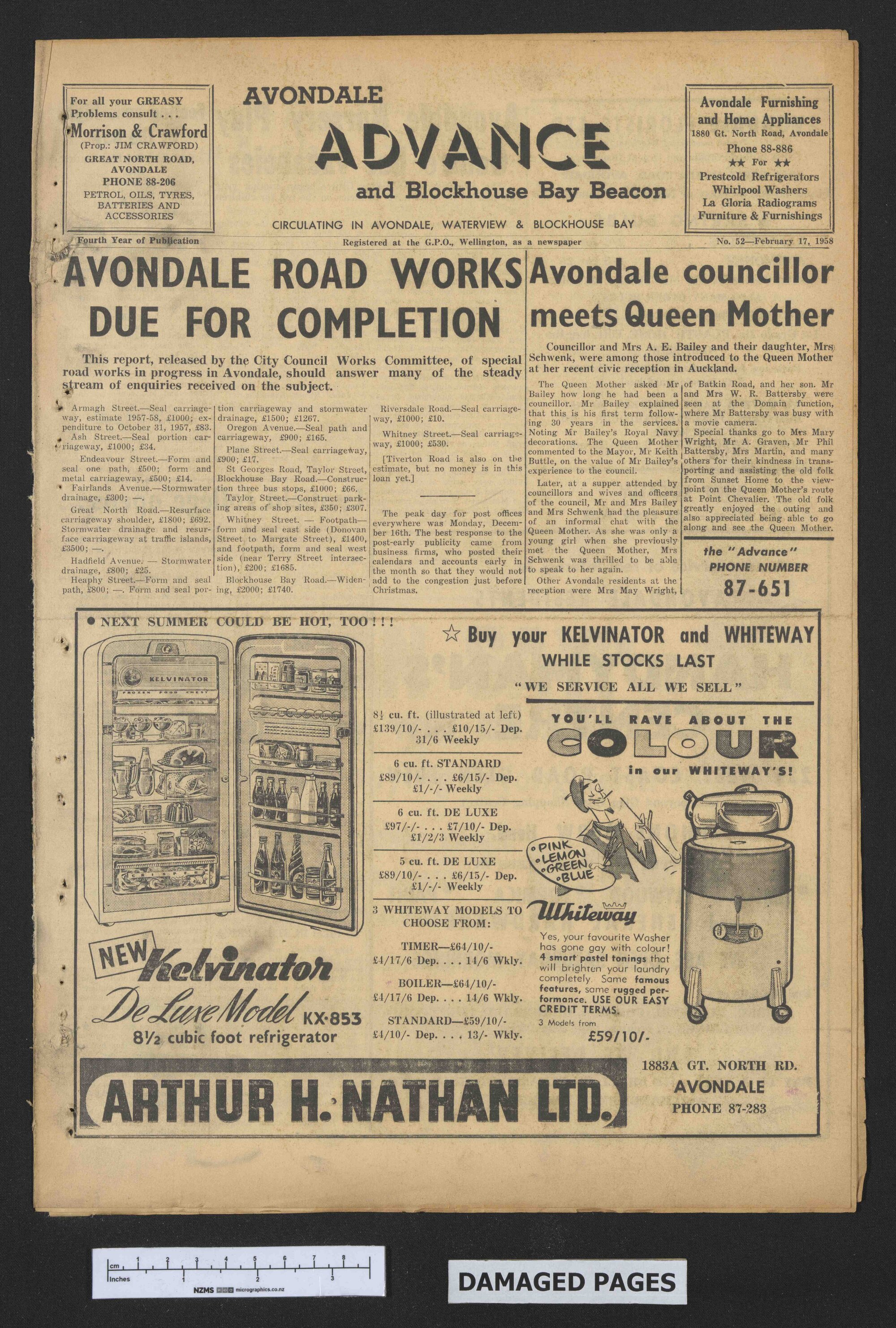 1958-02-17 Avondale Advance and Blockhouse Bay Beacon