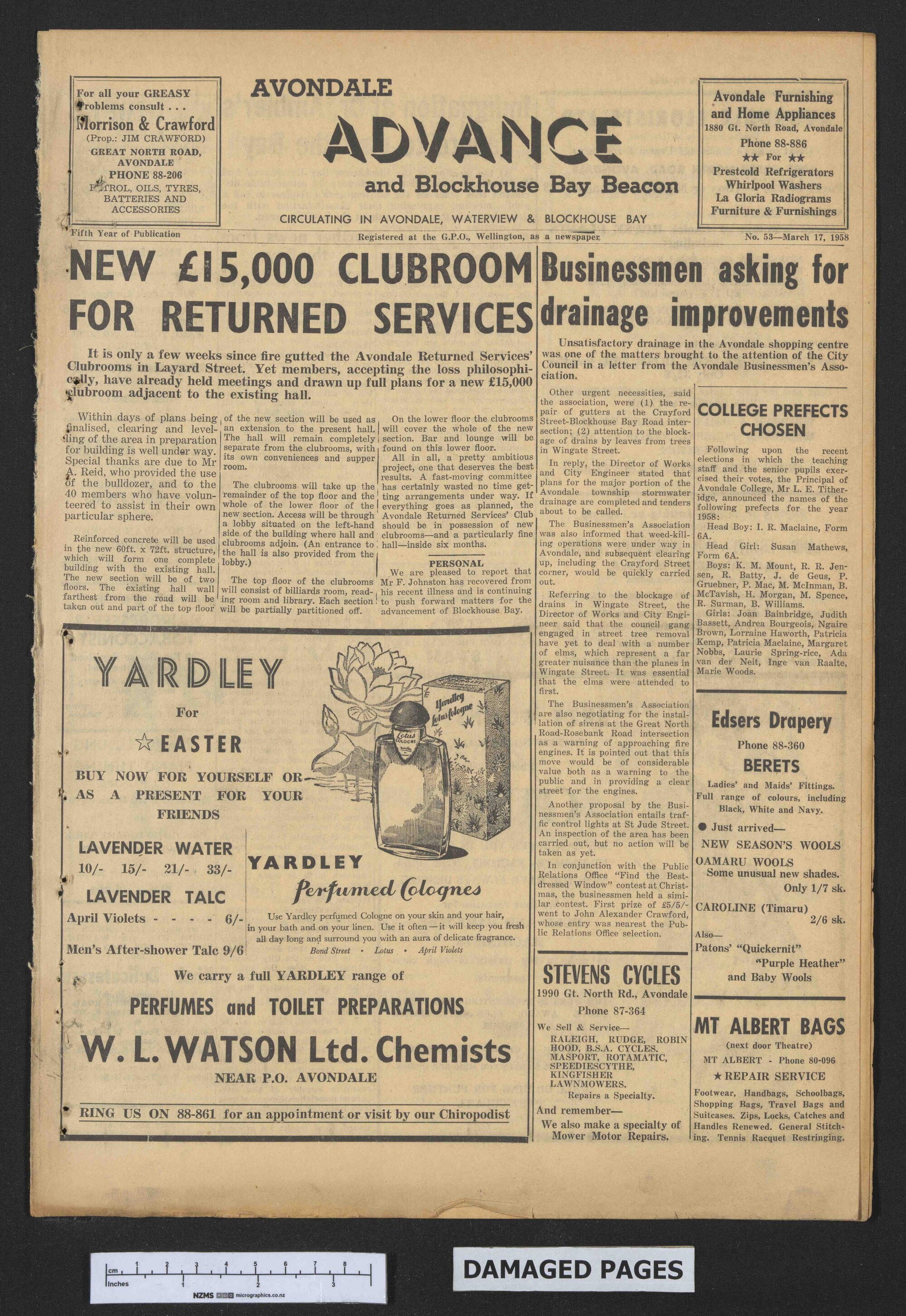 1958-03-17 Avondale Advance and Blockhouse Bay Beacon