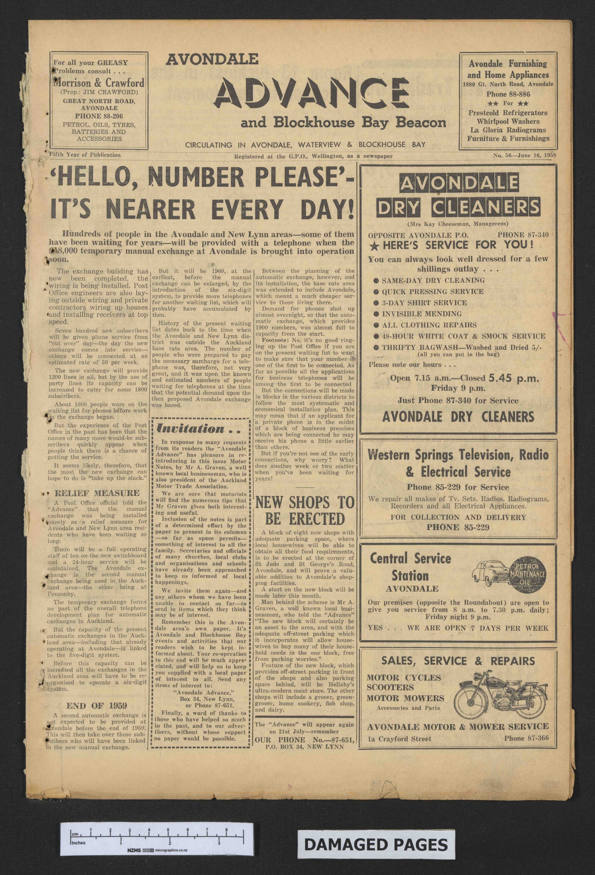 1958-06-16 Avondale Advance and Blockhouse Bay Beacon