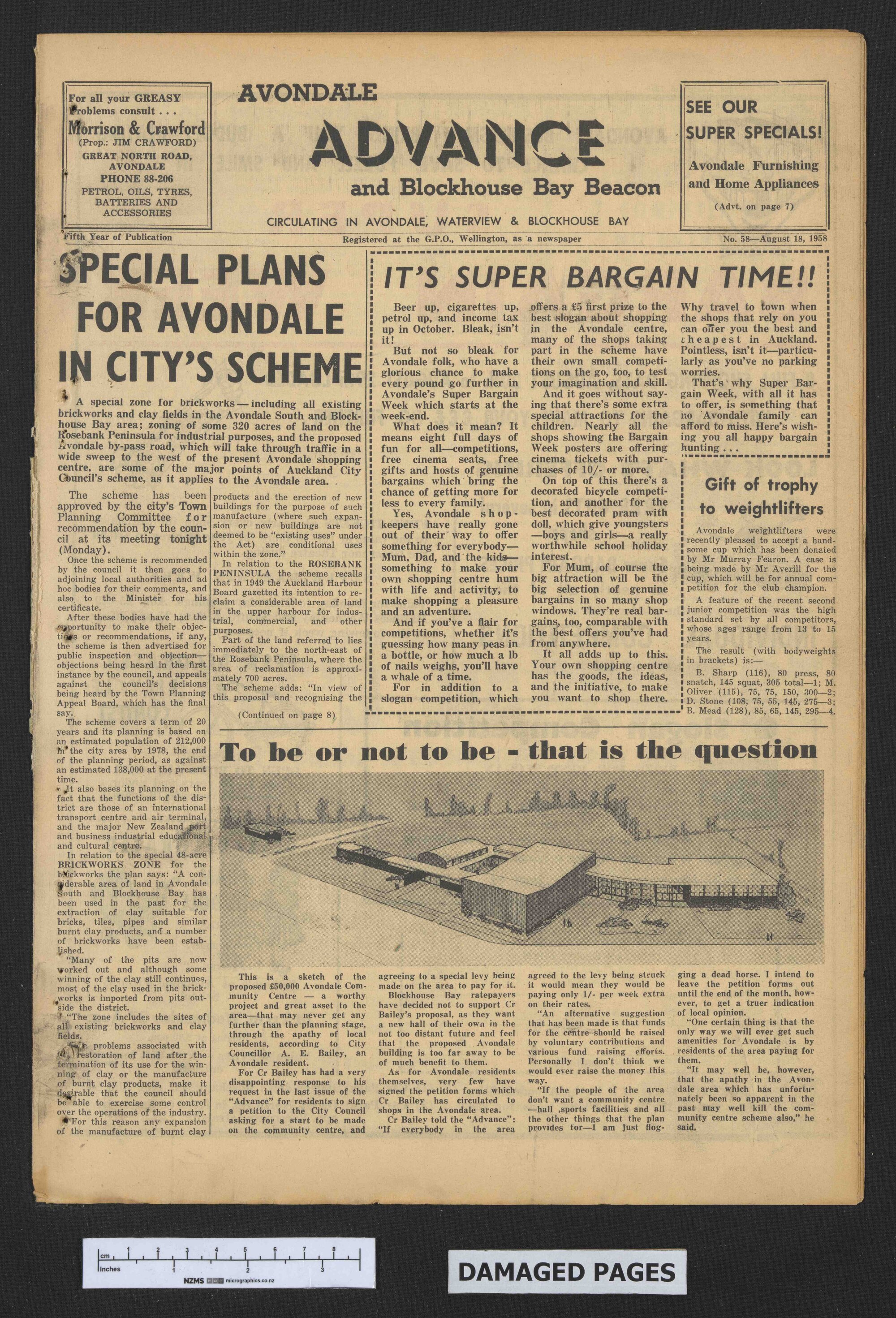 1958-08-18 Avondale Advance and Blockhouse Bay Beacon