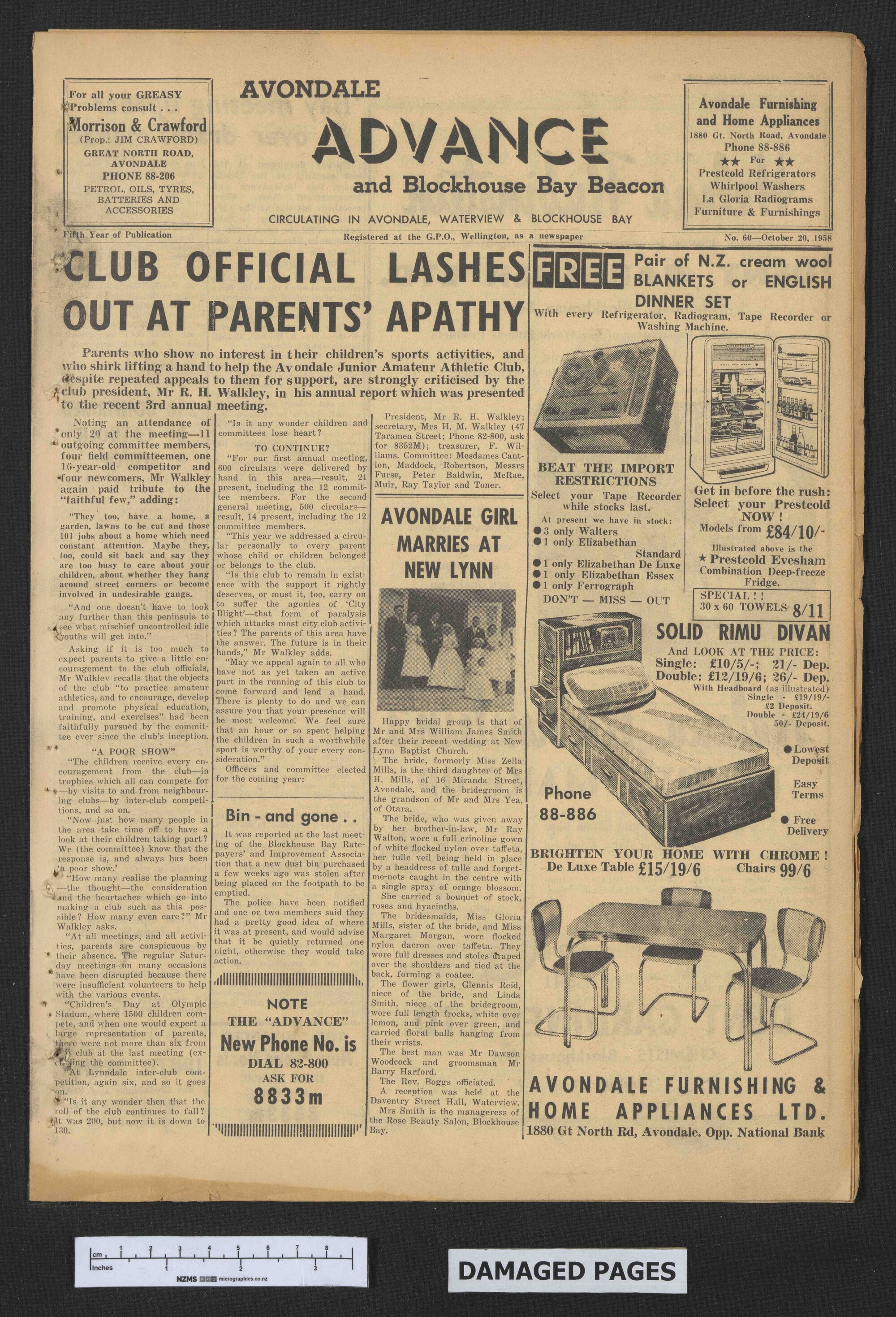1958-10-20 Avondale Advance and Blockhouse Bay Beacon