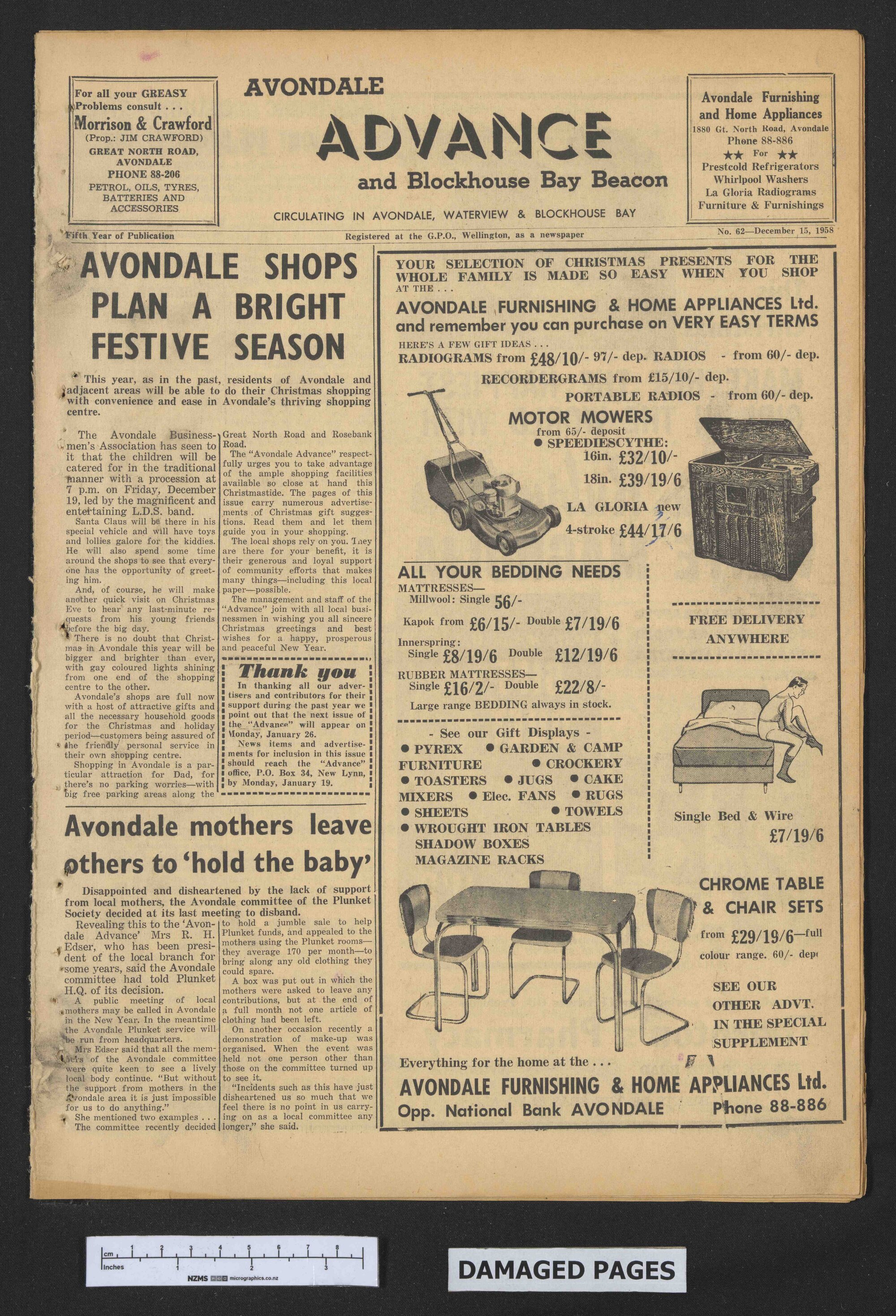 1958-12-15 Avondale Advance and Blockhouse Bay Beacon