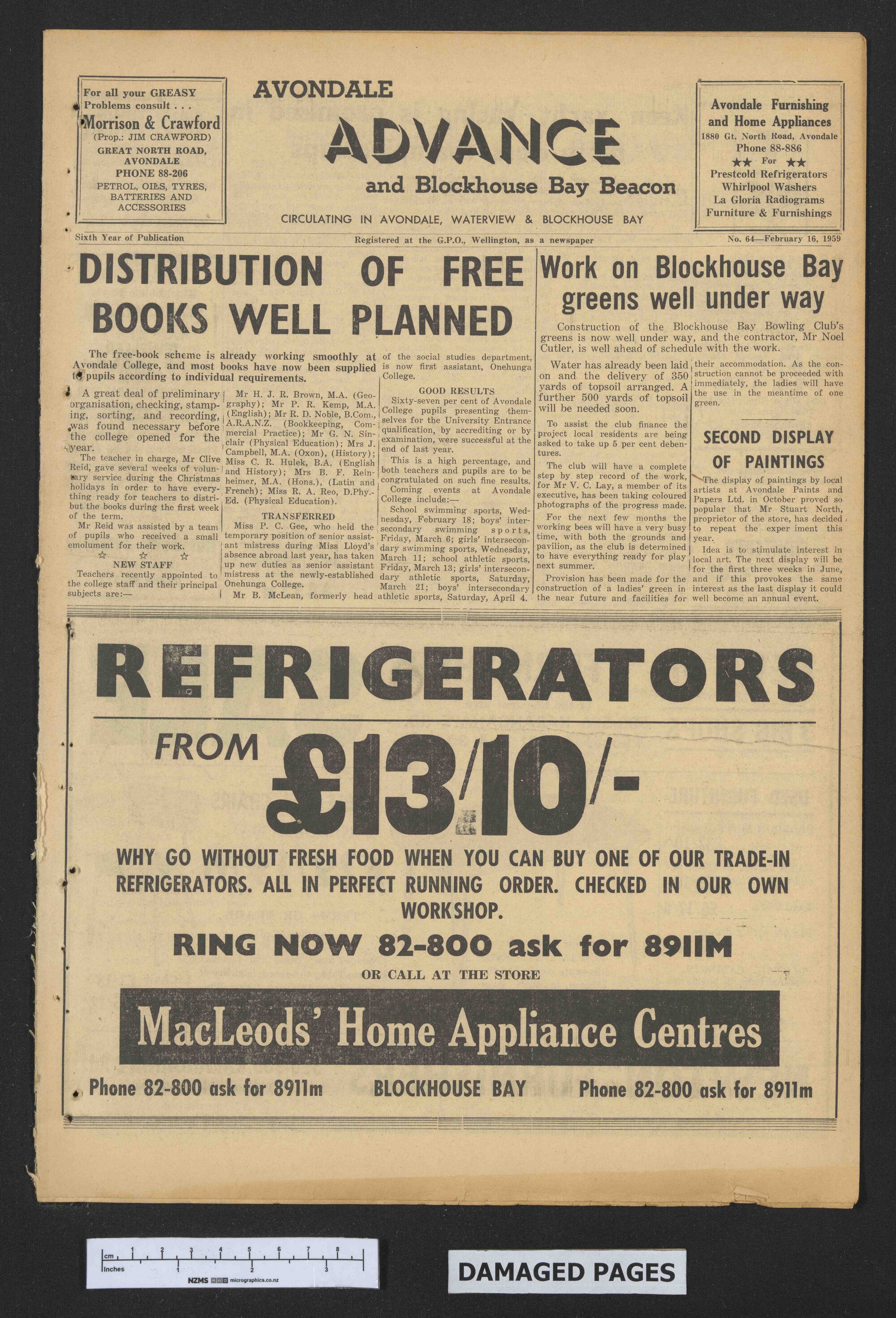 1959-02-16 Avondale Advance and Blockhouse Bay Beacon