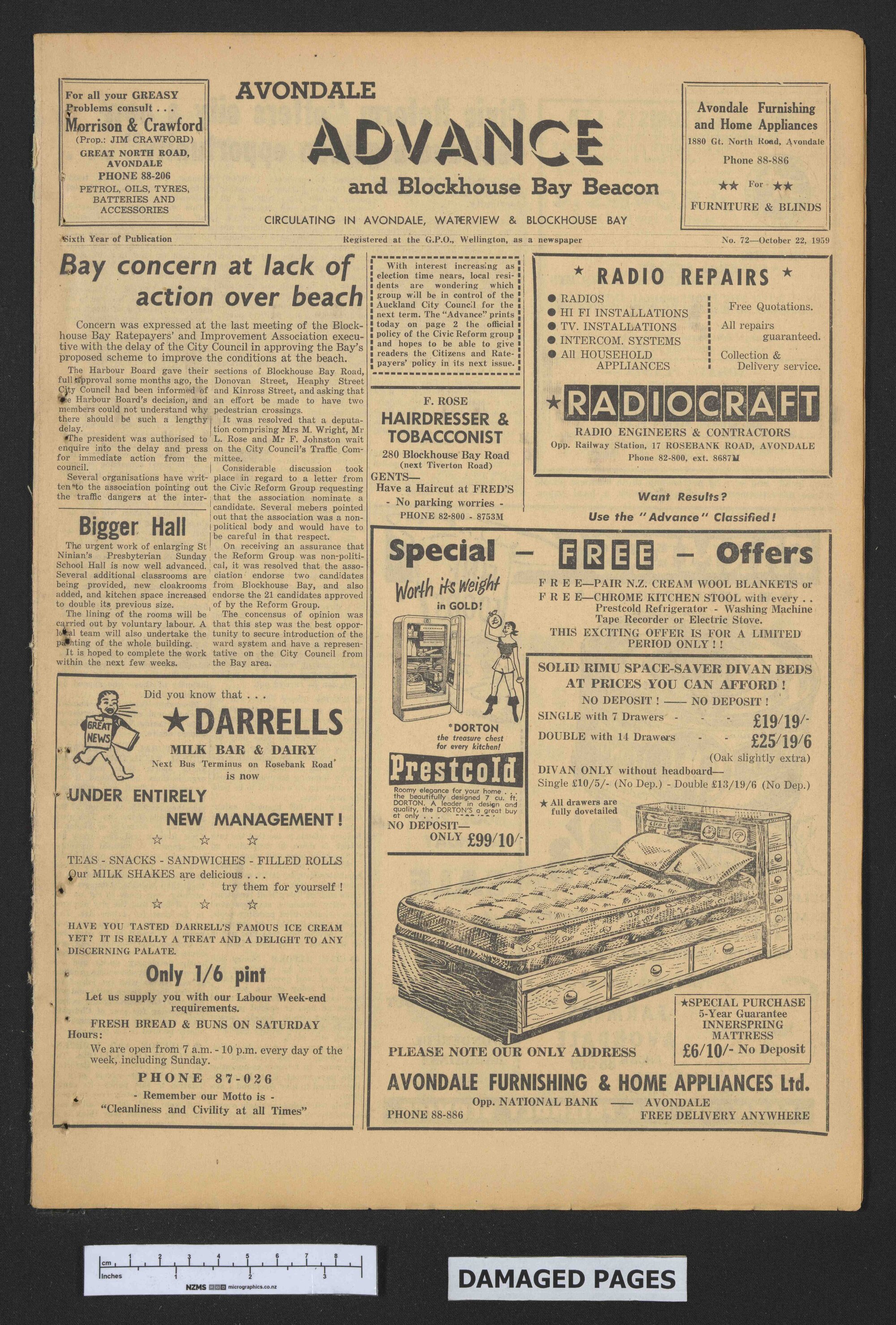 1959-10-22 Avondale Advance and Blockhouse Bay Beacon