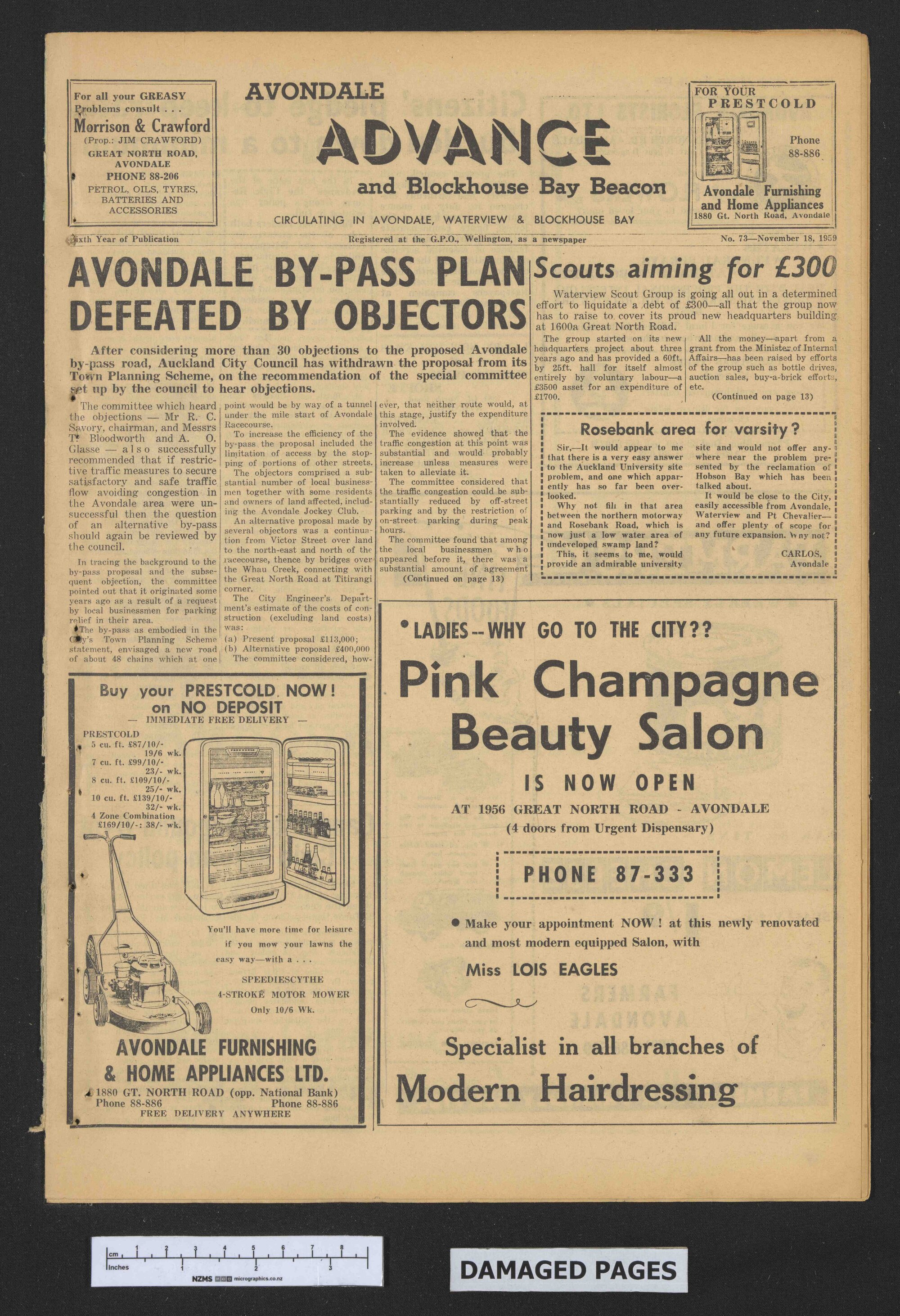 1959-11-18 Avondale Advance and Blockhouse Bay Beacon