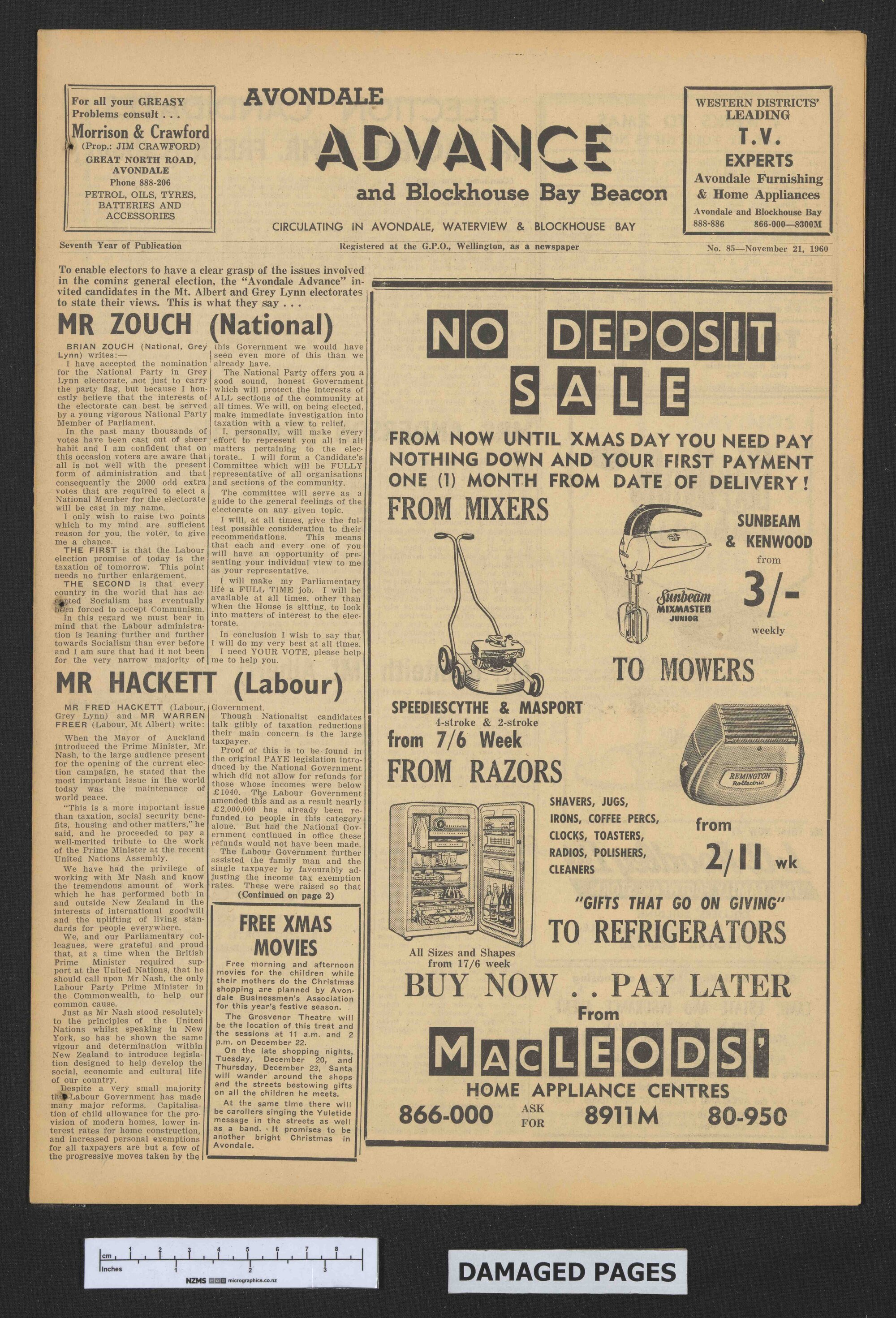 1960-11-21 Avondale Advance and Blockhouse Bay Beacon