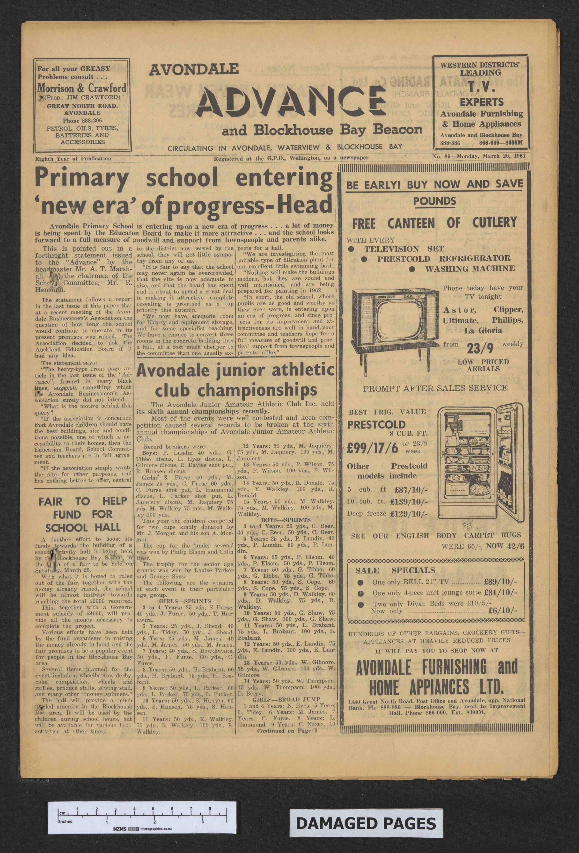 1961-03-20 Avondale Advance and Blockhouse Bay Beacon