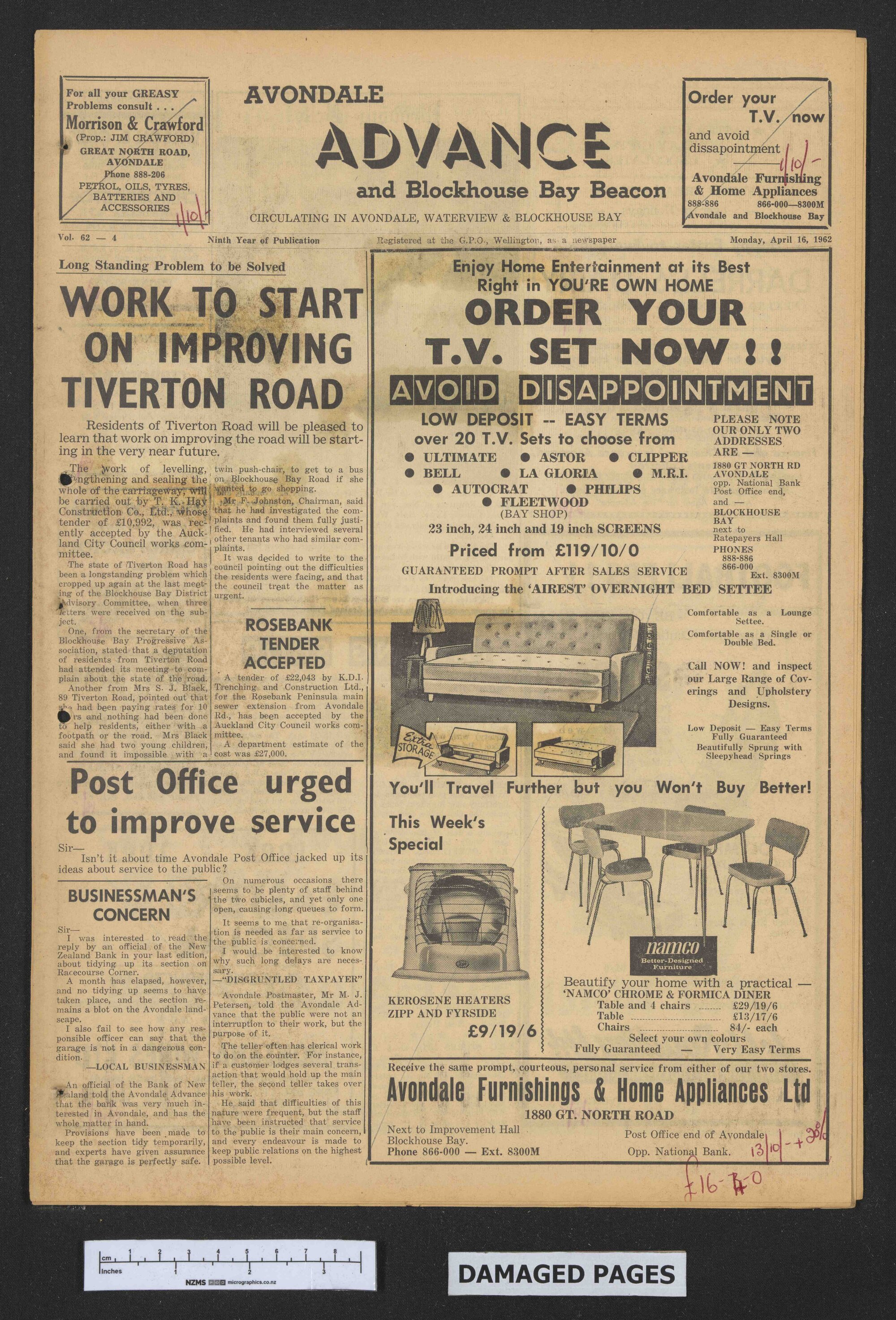 1962-04-16 Avondale Advance and Blockhouse Bay Beacon