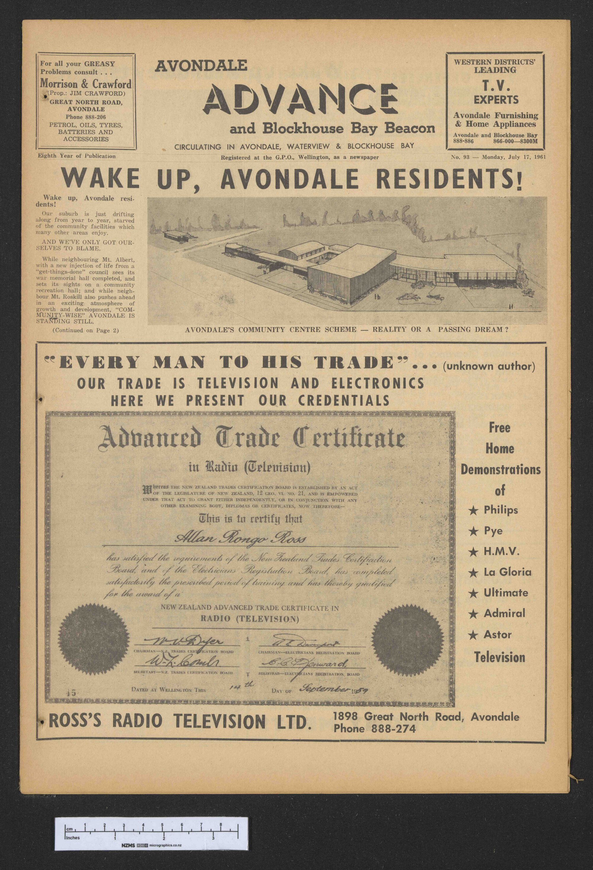 1961-07-17 Avondale Advance and Blockhouse Bay Beacon