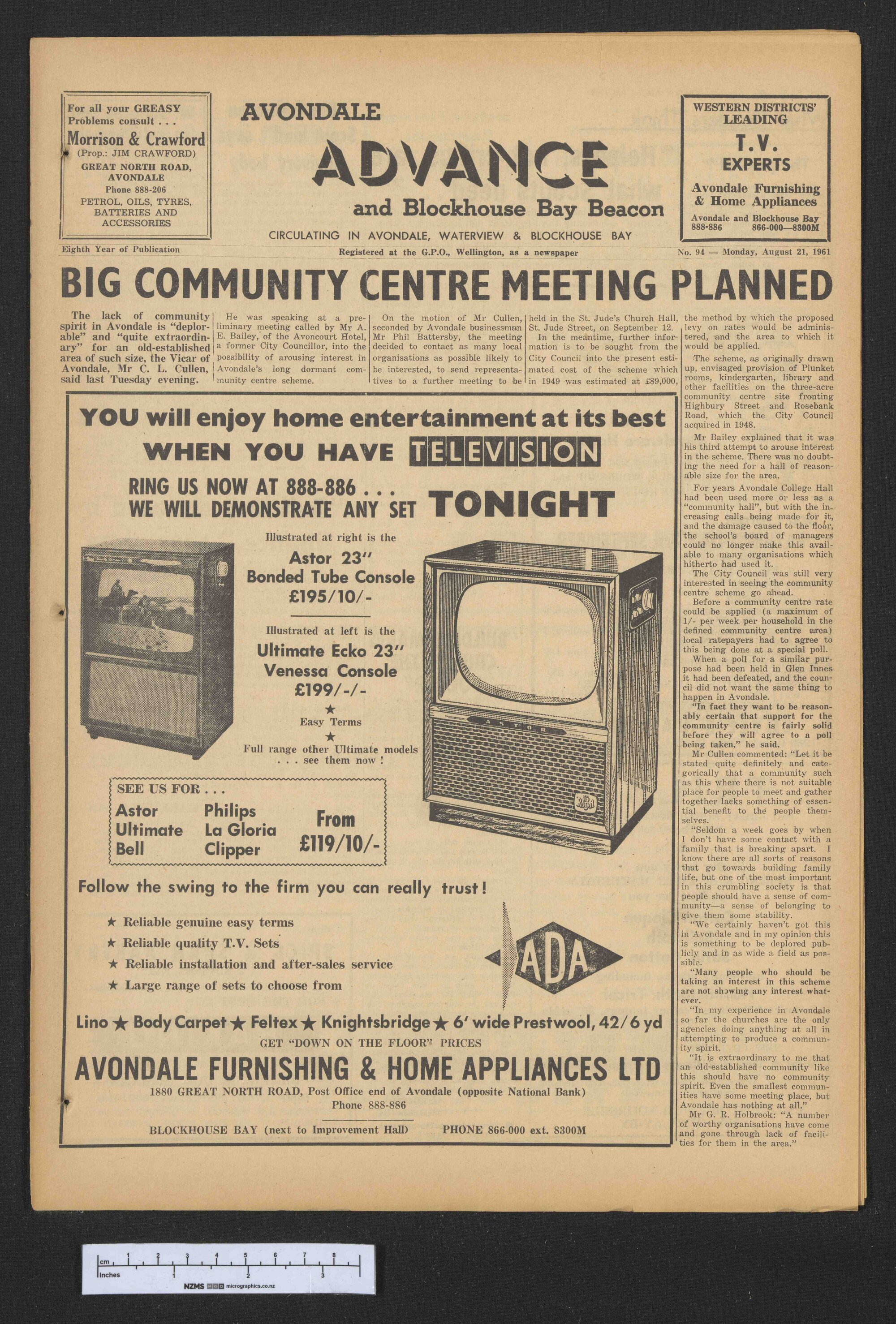 1961-08-21 Avondale Advance and Blockhouse Bay Beacon