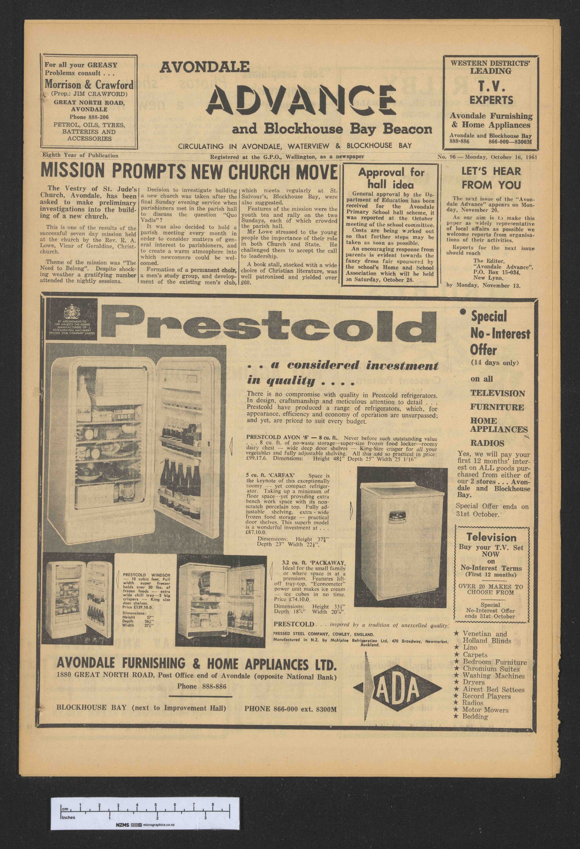 1961-10-16 Avondale Advance and Blockhouse Bay Beacon