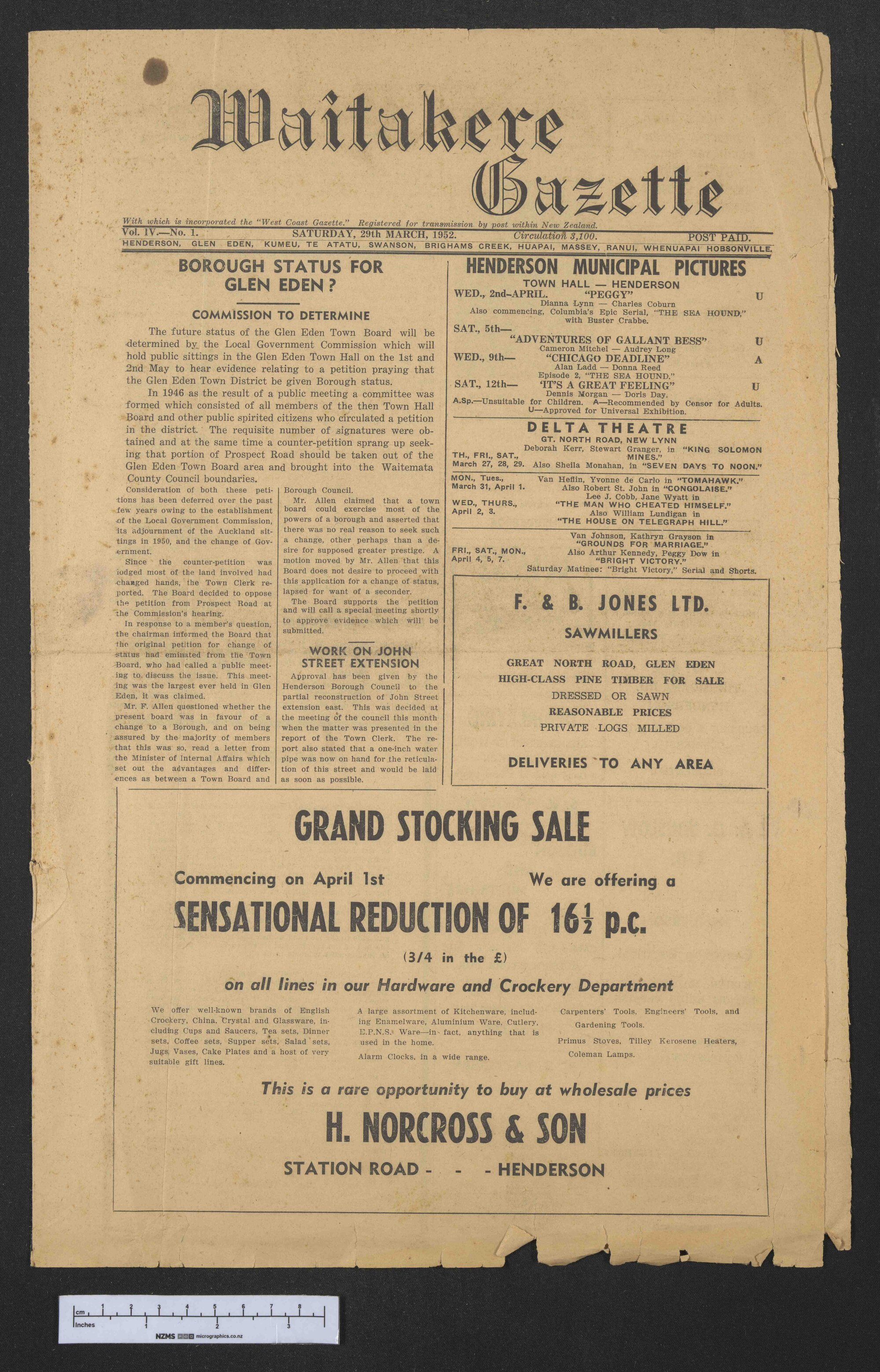 1952-03-29 Waitakere Gazette