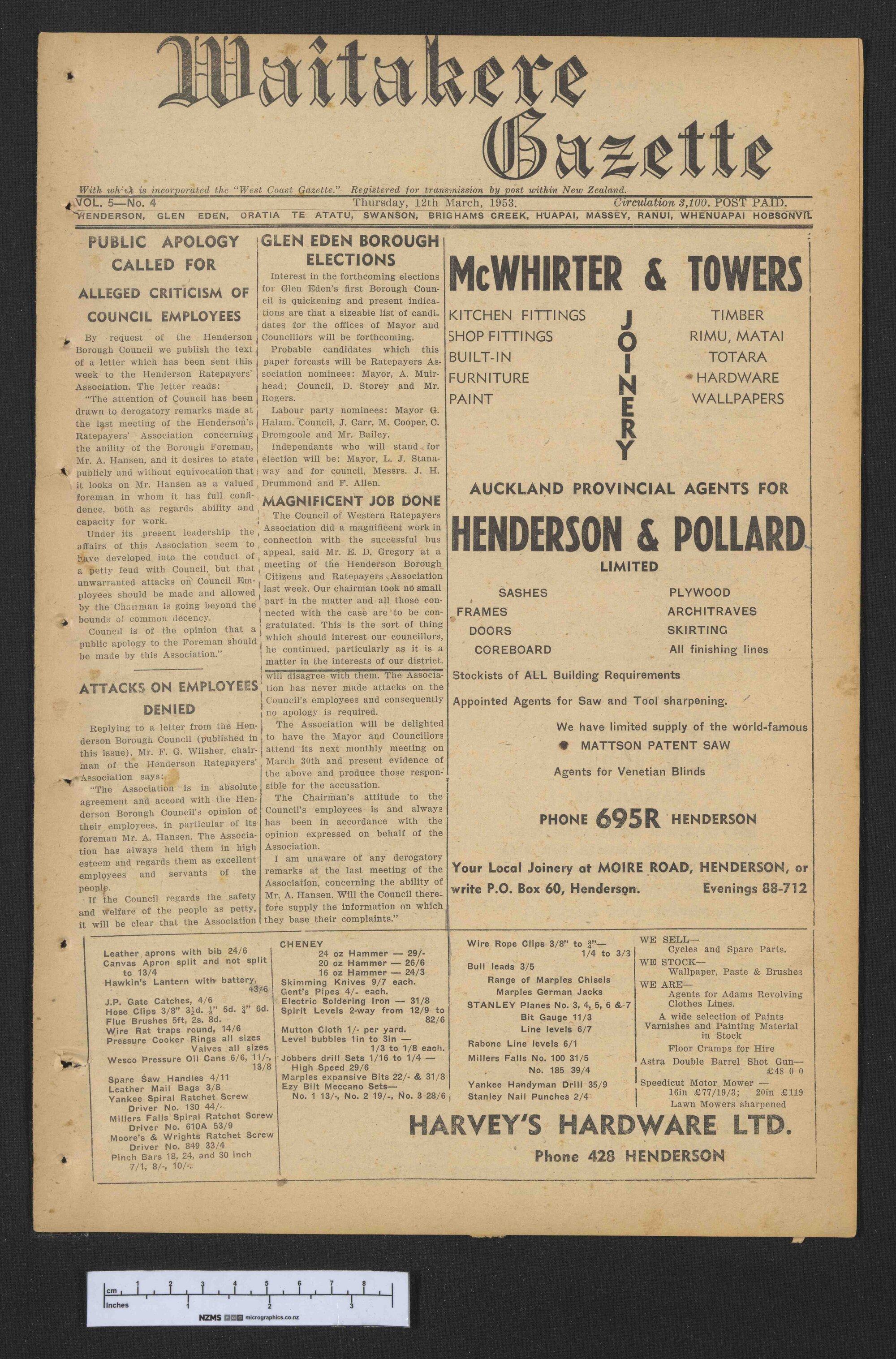 1953-03-12 Waitakere Gazette