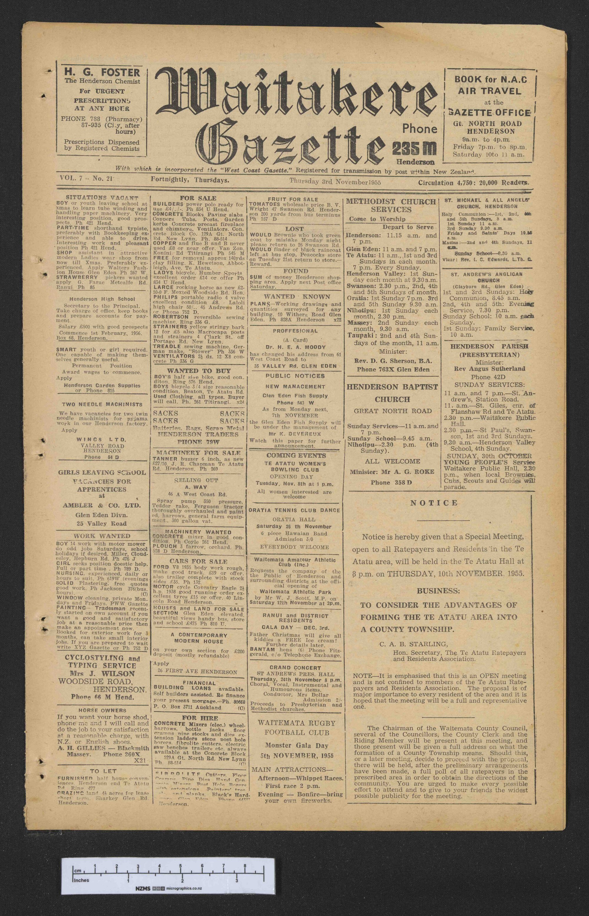 1955-11-03 Waitakere Gazette