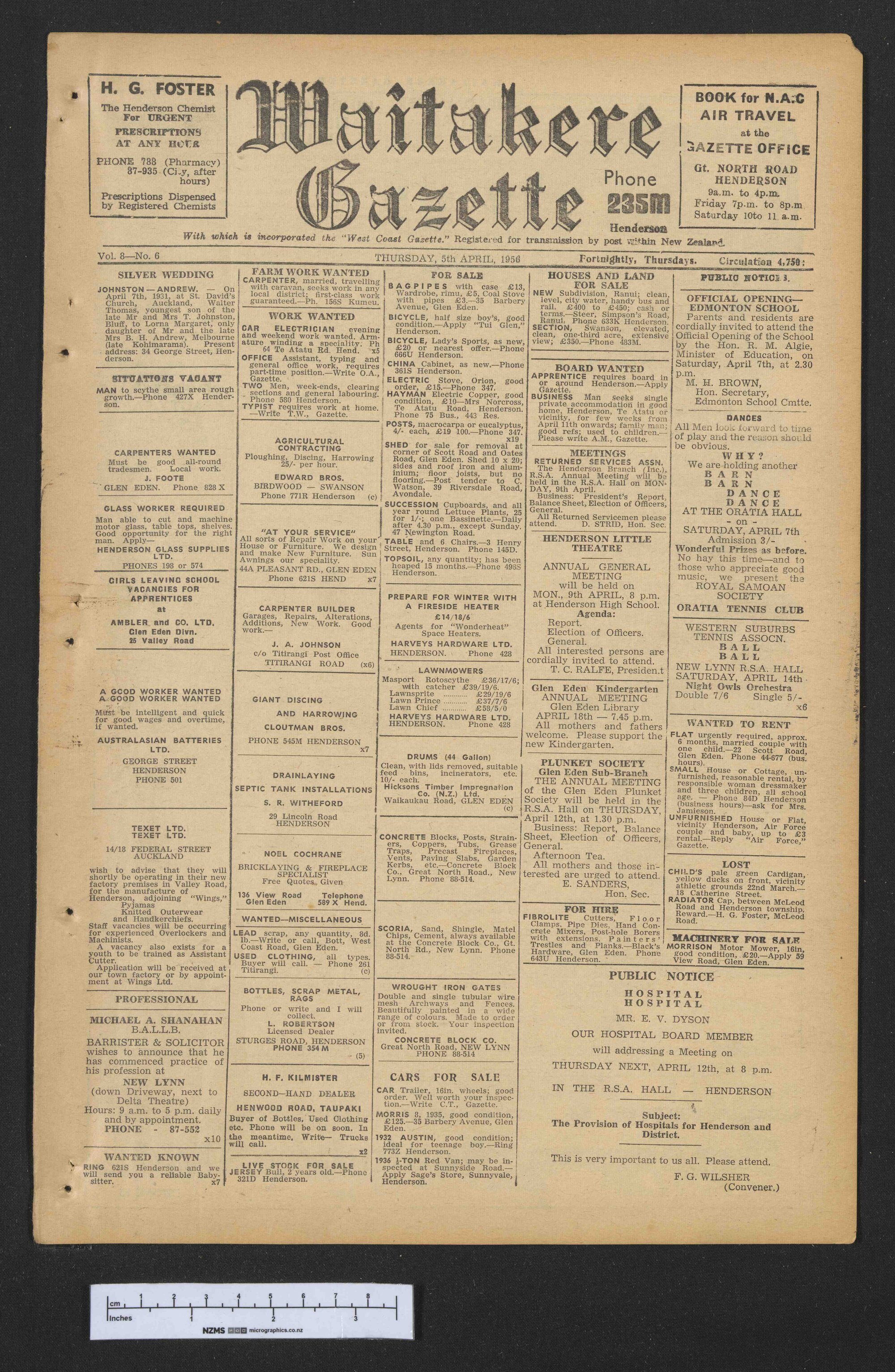 1956-04-05 Waitakere Gazette