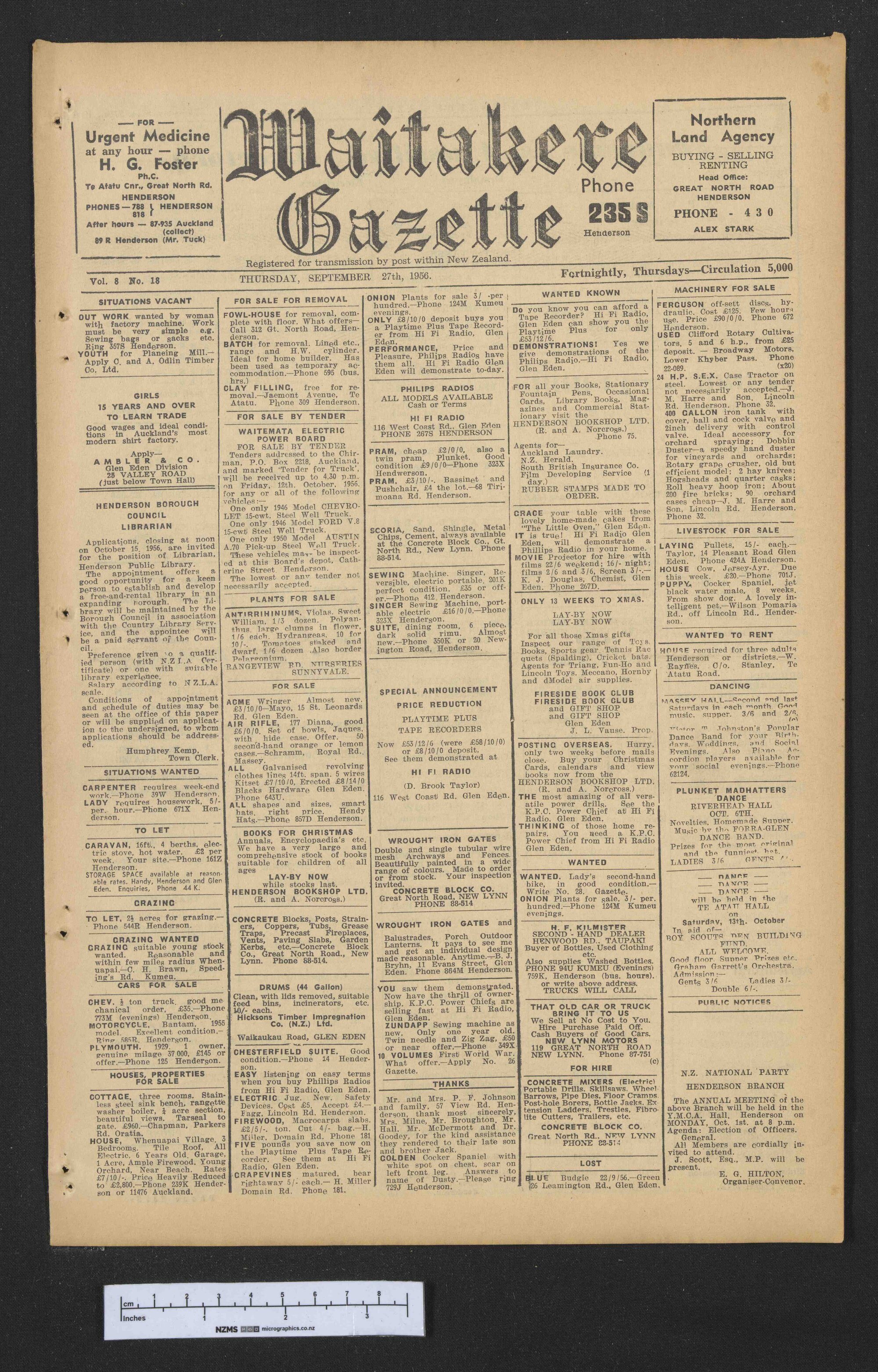 1956-09-27 Waitakere Gazette