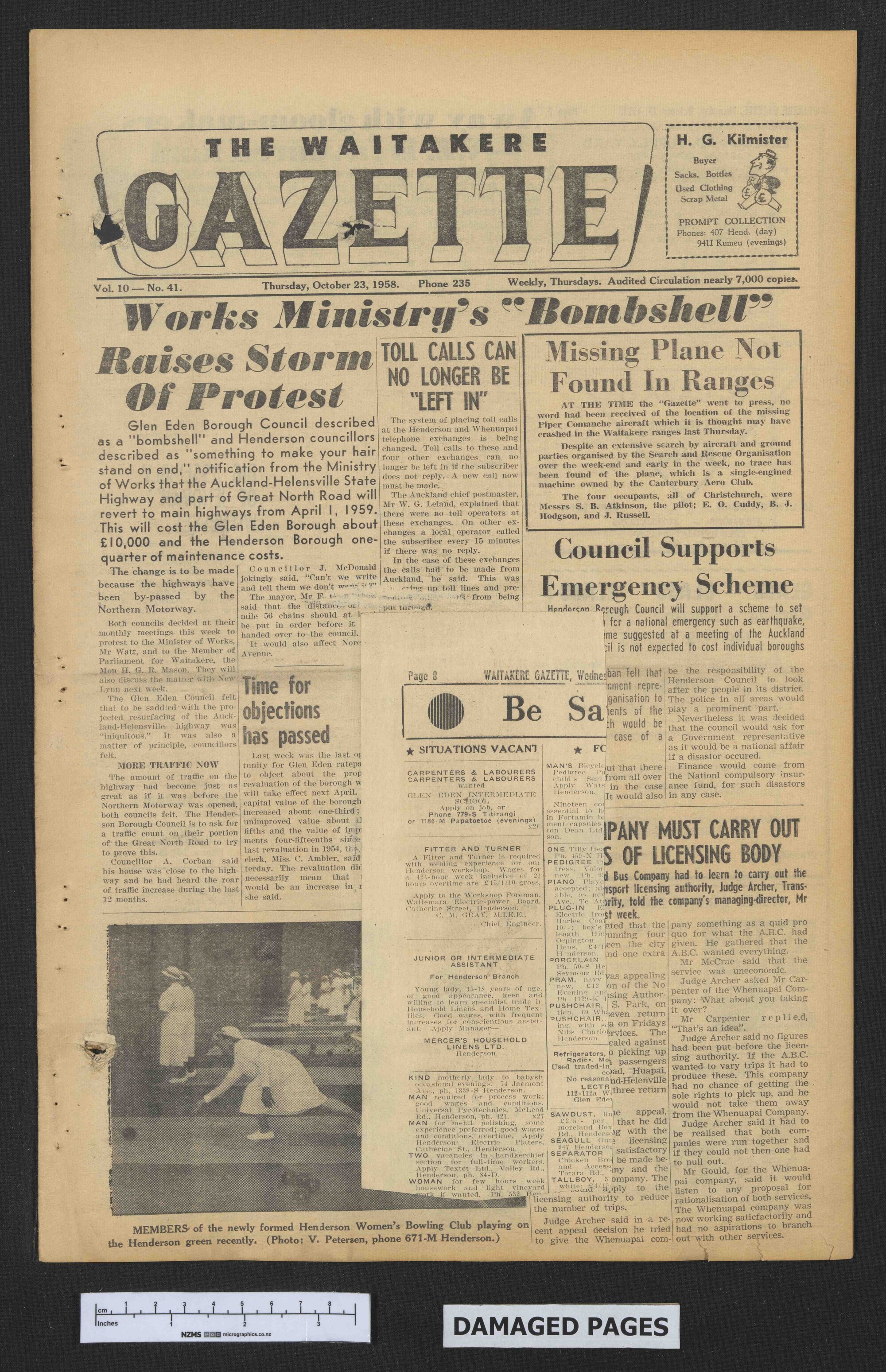 1958-10-23 Waitakere Gazette