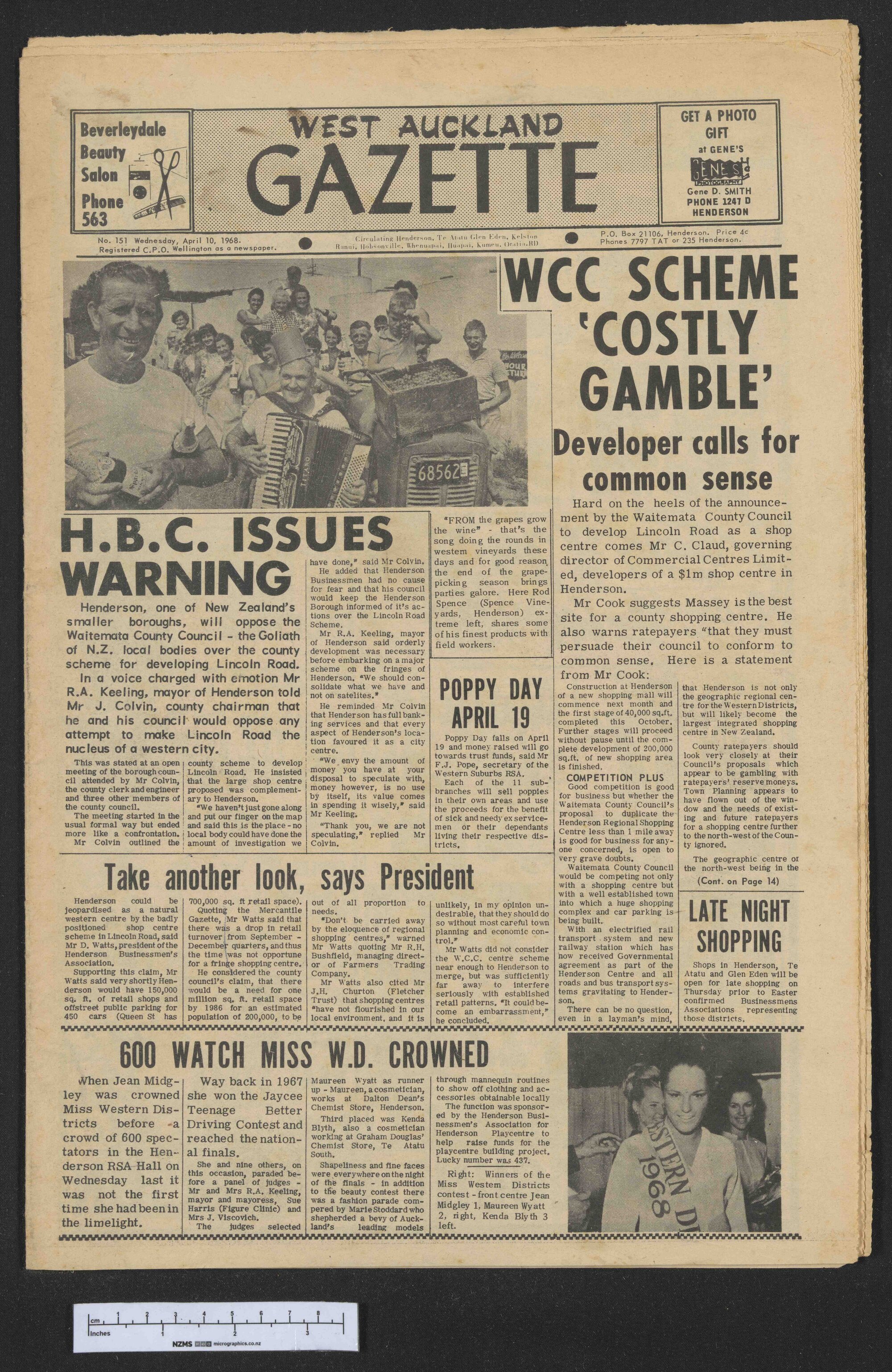 1968-04-10 West Auckland Gazette