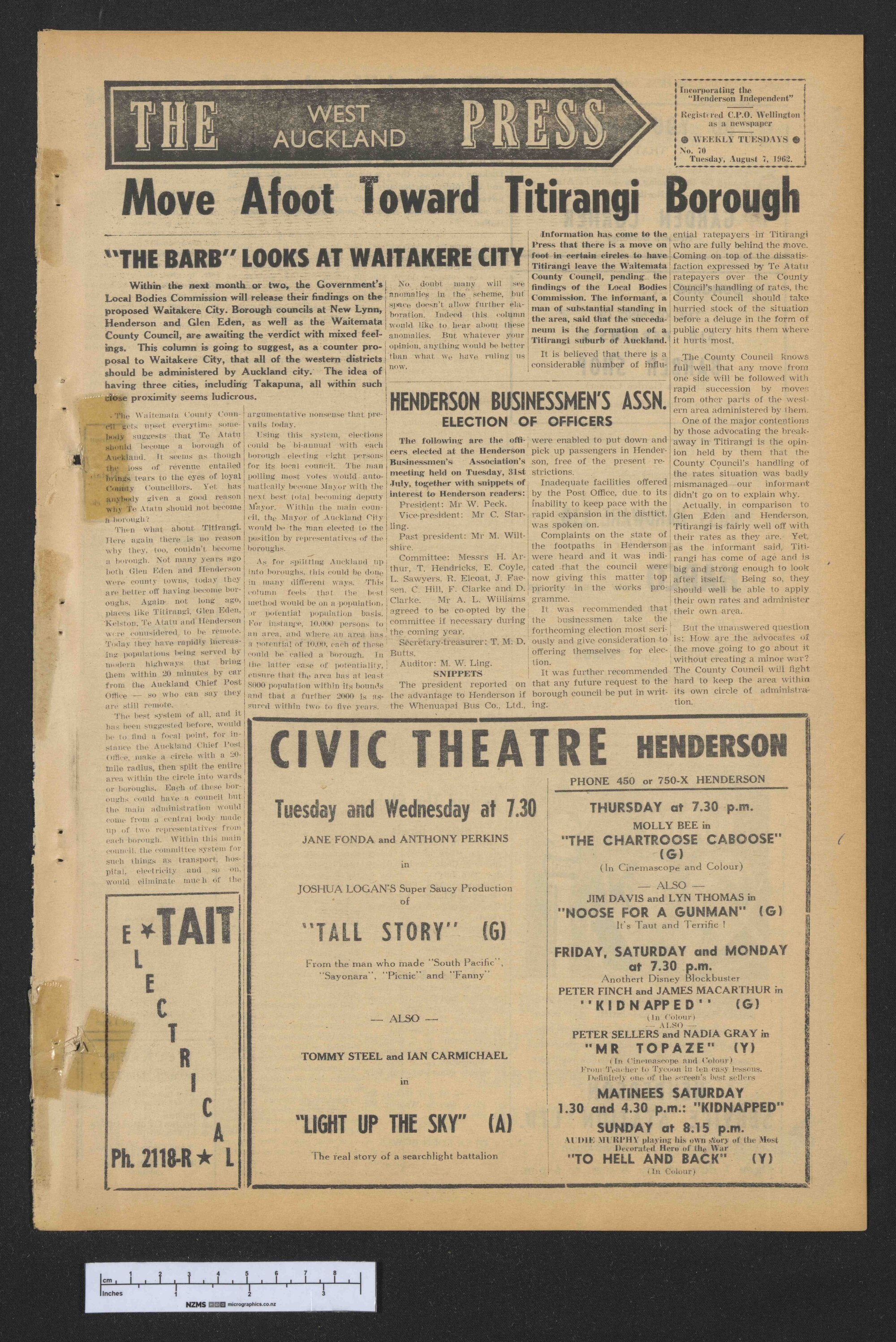1962-08-07 West Auckland Press
