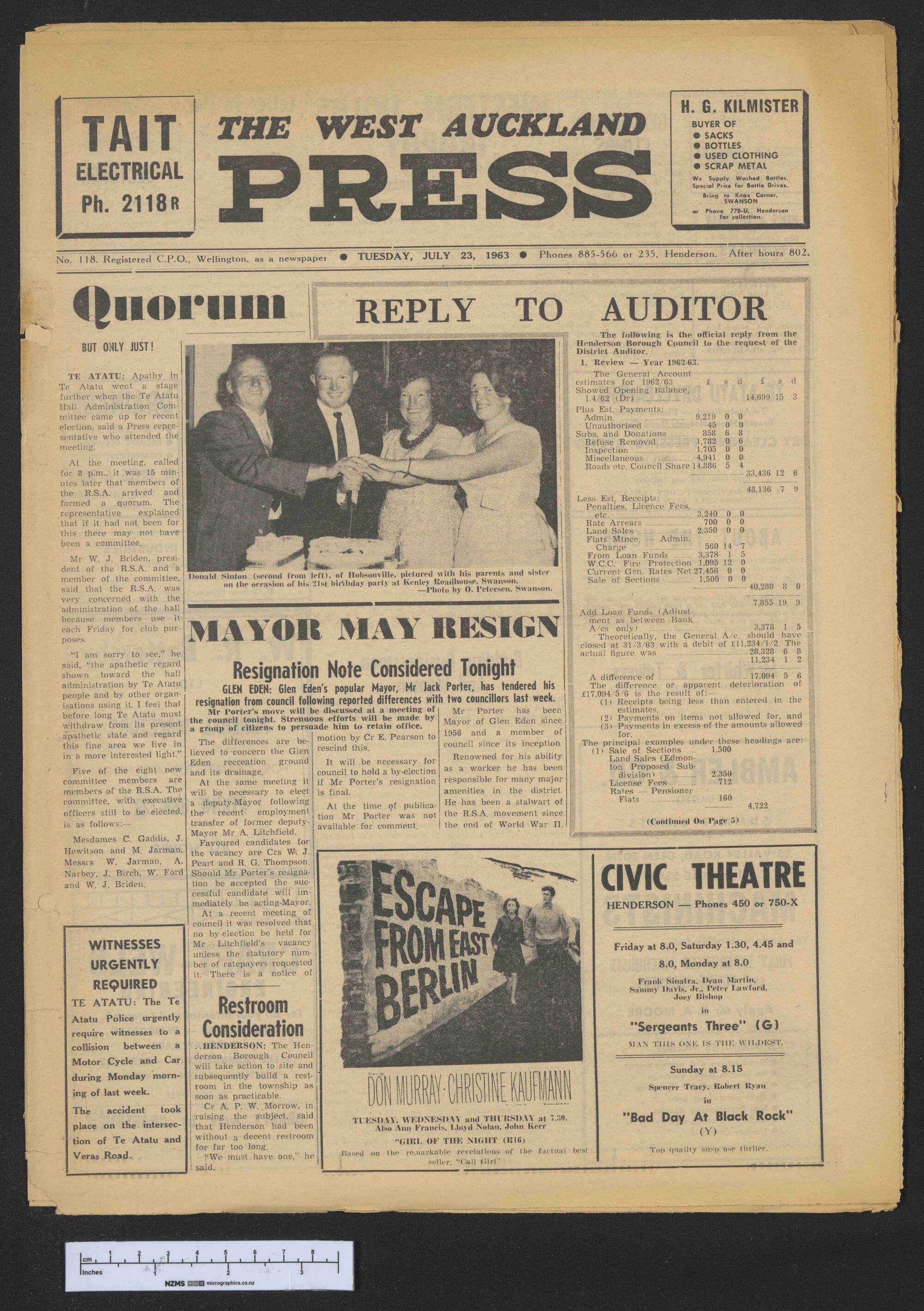 1963-07-23 West Auckland Press