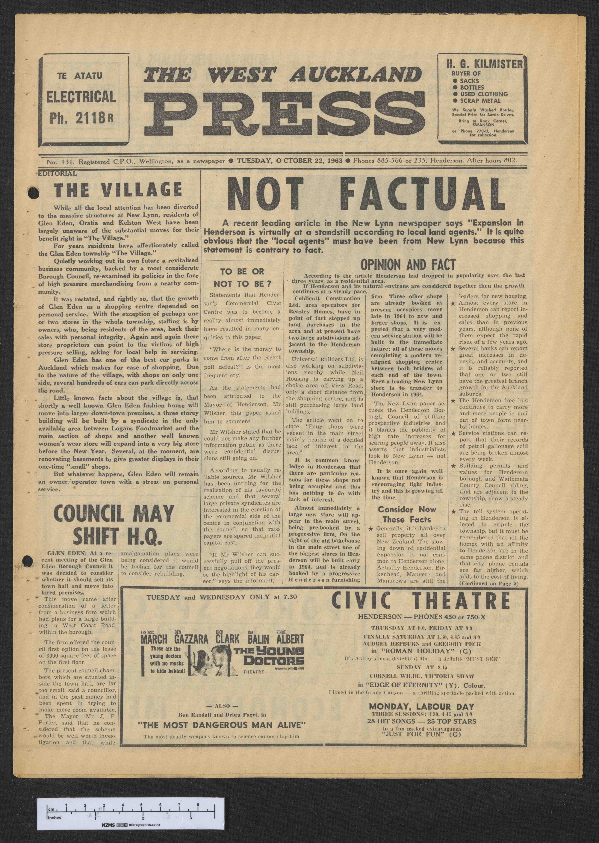 1963-10-22 West Auckland Press