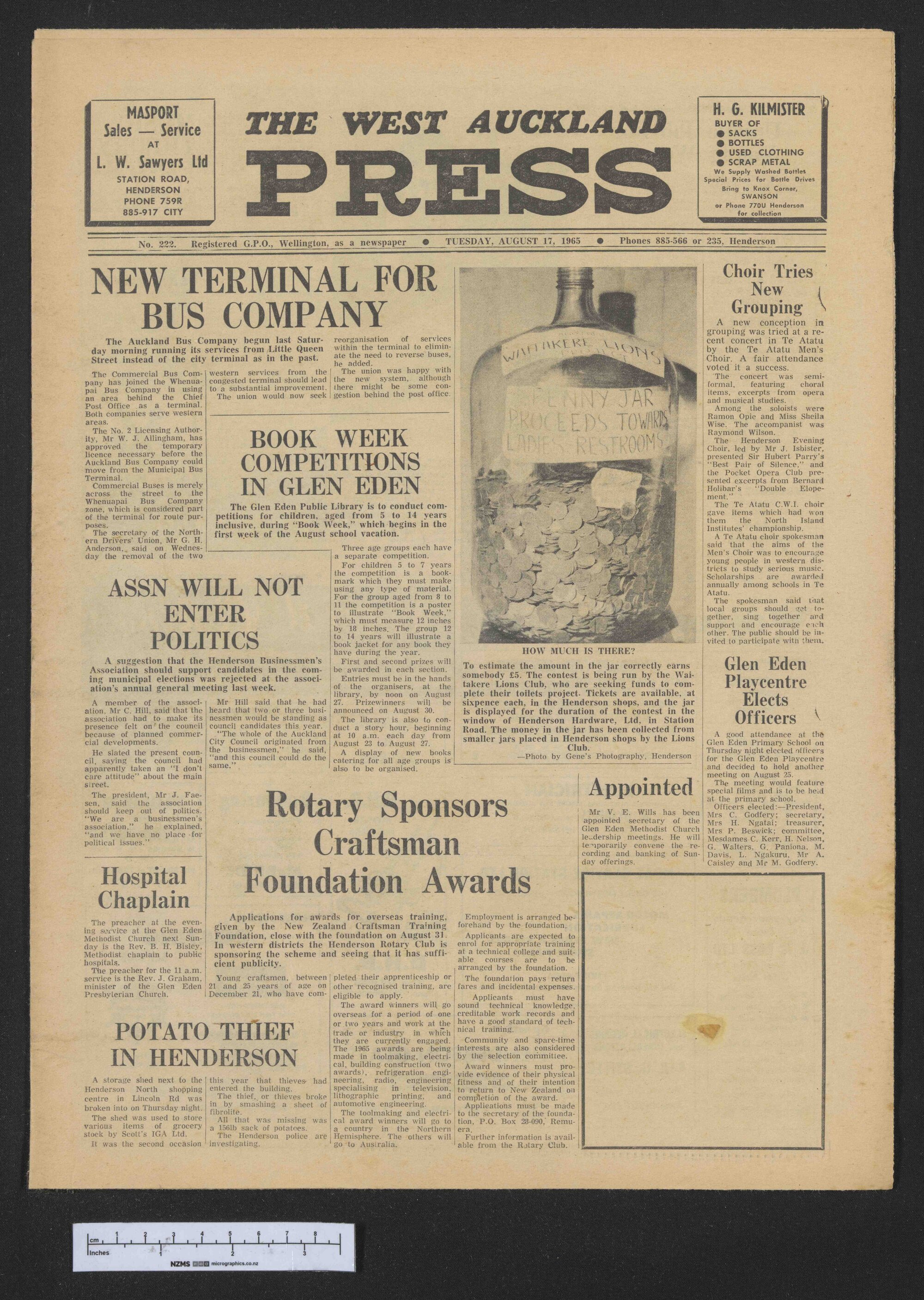 1965-08-17 West Auckland Press