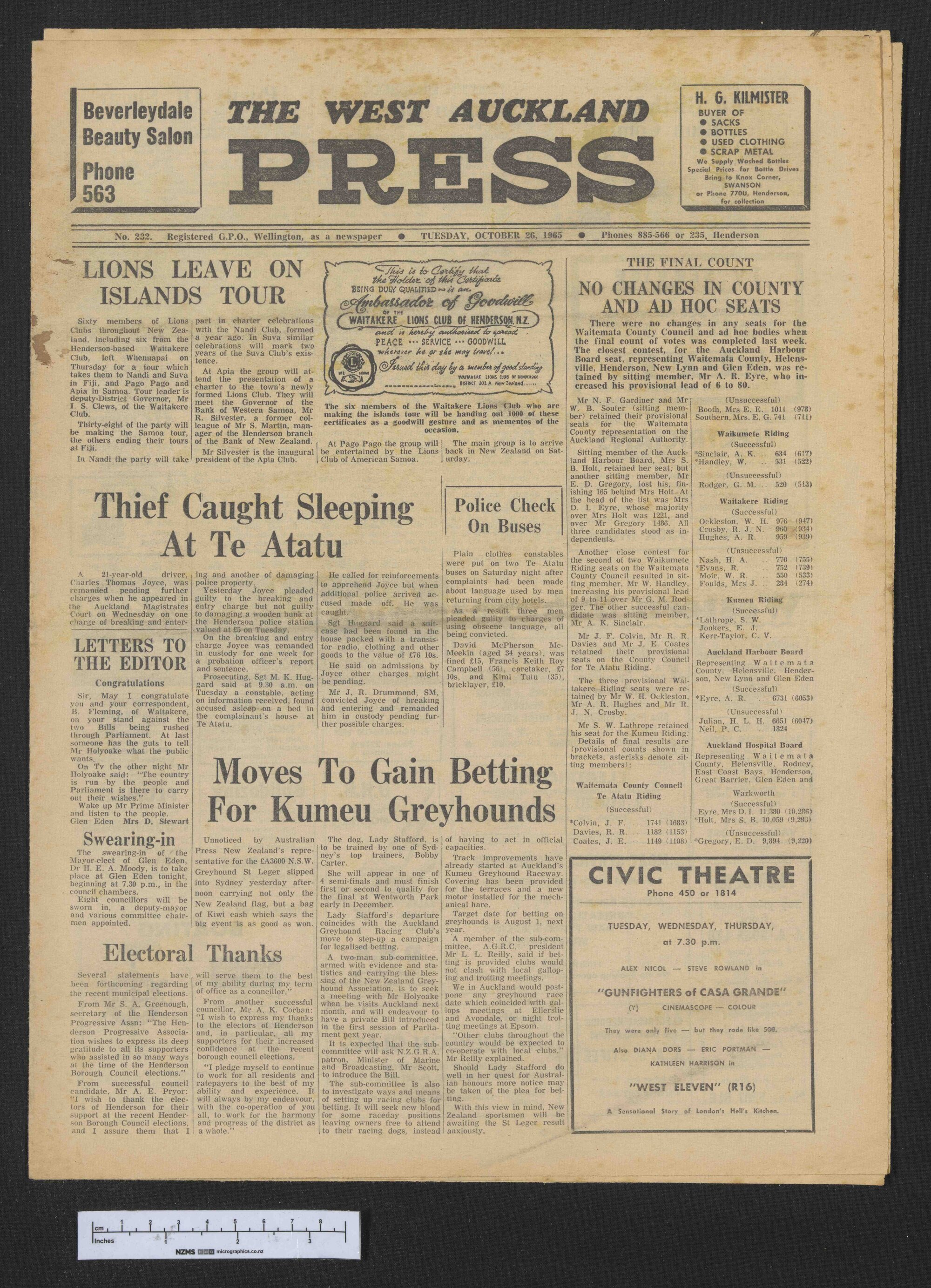 1965-10-26 West Auckland Press