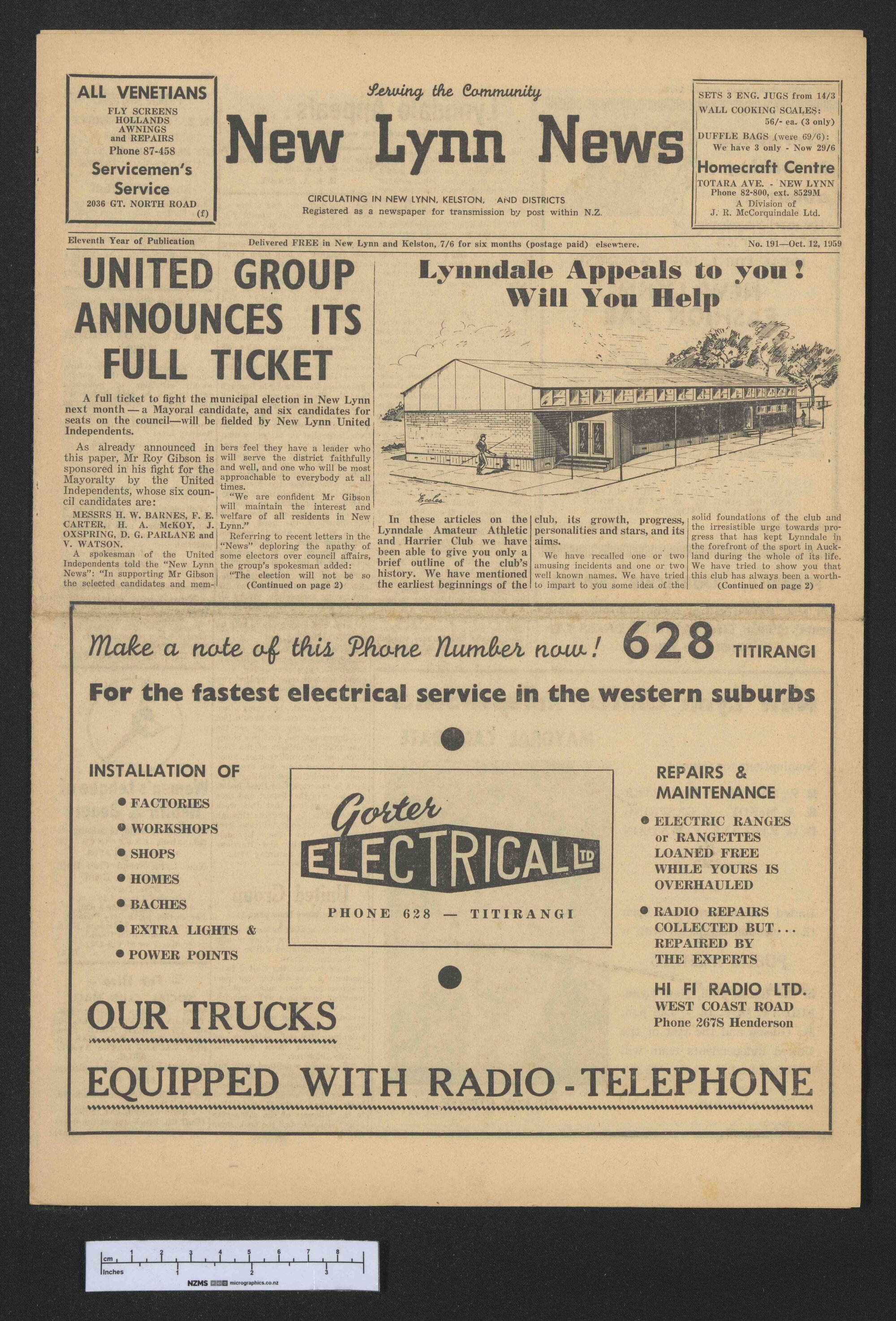 1959-10-12 New Lynn News
