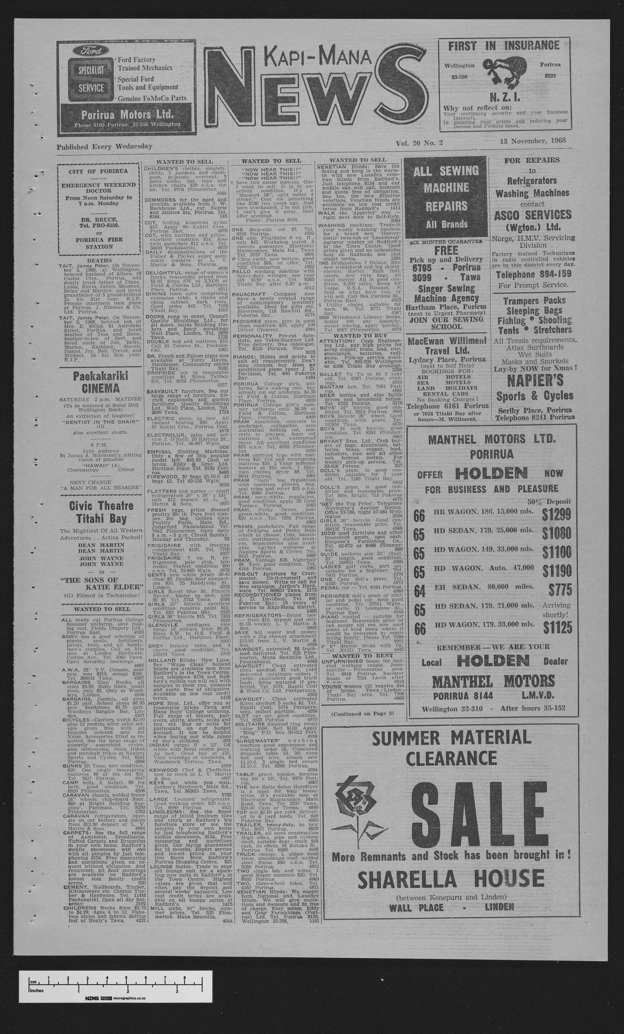 1968-11-13 Kapi-Mana News